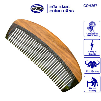Lược sừng trâu ghép gỗ bách xanh thơm hình múi bưới (Size: S-12cm) COH267 - Có thể bỏ túi mang theo người - Chống tích điện - Ghép Răng Tăng Độ Bền Khi Chải Tóc - Chải tóc làm dịu tâm trí, đỡ căng thẳng - Giúp Tóc Suôn & Mềm Không Làm Rụng