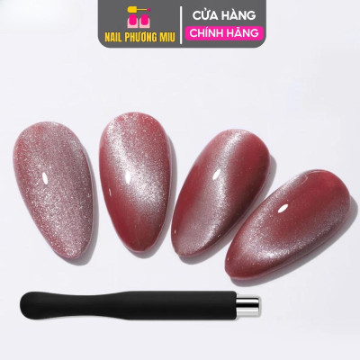 Nam Châm Tạo Mắt Mèo Đầu Tròn Bọc Silicon Đen 6cm Tạo Lực Hút Mạnh, Làm Nail Kèm Sơn Gel Tạo Hiệu Ứng cây Mắt Mèo Nữ Women