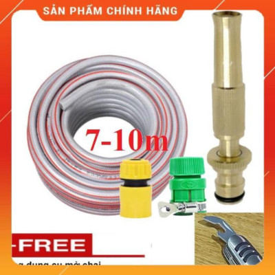 ️ Bộ dây vòi xịt nước rửa xe, tưới cây , tăng áp 3 lần, loại 7m, 10m 206587 cút sập,nối vàng + mở chai