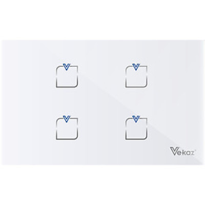 Công tắc cảm ứng thông minh 4 kênh (4 nút) Vekaz - Chính hãng - HCN kiểu ngang