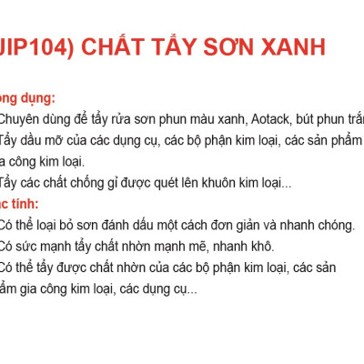 Dung dịch tẩy sơn xanh JIP104 ICHINEN Nhật Bản 420ml - Làm sạch vết sơn, dầu mỡ trên kim loại