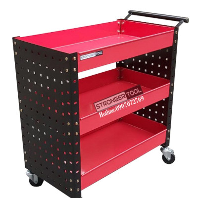 XE ĐẨY DỤNG CỤ 3 NGĂN 2 TẤM HÔNG DÙNG CHO GAGARE TIỆM SỬA XE MÁY