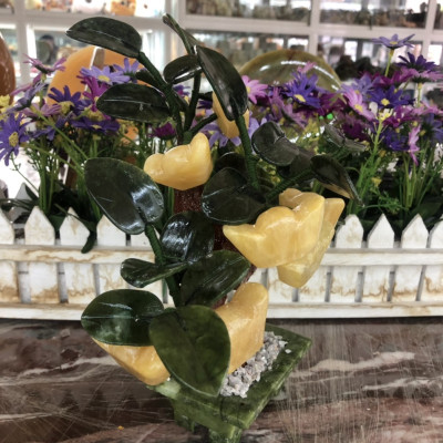 Cây tài lộc thỏi vàng phong thủy đá ngọc hoàng long - Cao 25 cm