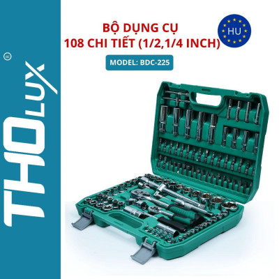 Bộ dụng cụ 108 chi tiết (1/2,1/4 inch) BDC-225 Tholux, đầu khẩu, thanh trượt, tay quay