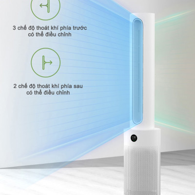 Quạt Không Cánh Lọc Không Khí Xiaomi Mijia 2 In 1 Xoay 150 Độ Khử Khuẩn UV Kết Nối App - Hàng Nhập Khẩu