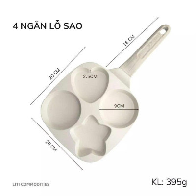 Chảo chiên rán trứng mini làm bánh 4 ngăn khuôn chảo hình sao và hình tròn