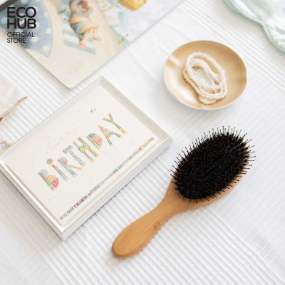 Lược chải tóc massage ECOHUB lông mềm mịn tự nhiên có túi khí, Tạo Kiểu Tóc Mượt Mà | E00417