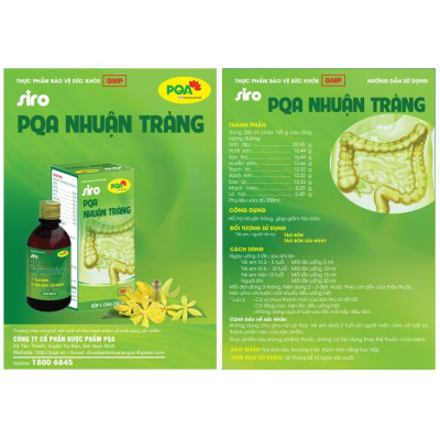 Nhuận Tràng PQA Thành Phần Từ Thiên Nhiên Hỗ trợ Táo Bón, Táo Bón Mãn Tính, Bé Bị Khó Tiêu Lâu Ngày Hộp 250ml