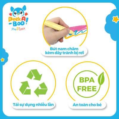 Đồ Chơi PEEK A BOO Bảng Vẽ Nam Châm Cho Bé - Cá Voi Cam Đáng Yêu PAB029