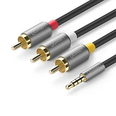 Ugreen UG20894AV138TK 1.5M màu Đen Cáp âm thanh 3 đầu Bông sen sang 3.5mm Dương - HÀNG CHÍNH HÃNG