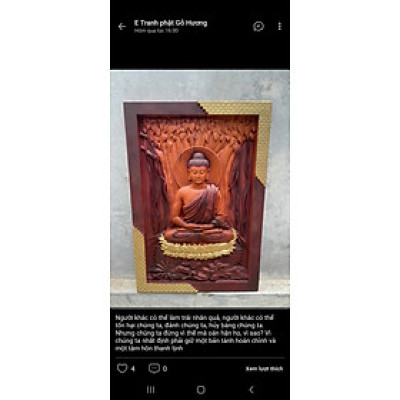 Tranh treo tường trạm khắc tượng phật ,bằng gỗ hương đá tô làm mầu giả cổ kt 46×67×4,5cm