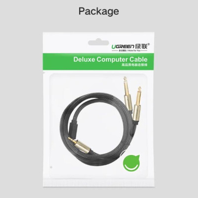 Ugreen UG40790AV126TK 1M Màu Đen Cáp âm thanh 2 đầu 6.5mm dương sang 3.5mm dương cao cấp - HÀNG CHÍNH HÃNG
