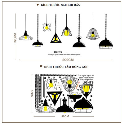 Decal dán tường Đèn treo số 7 AmyShop DKN097 (88 x 200 cm)