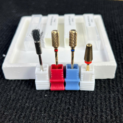 Combo 3 Đầu Mài Titan Đa Năng 5in1 Mạ Vàng Tặng Chổi Vệ Sinh Vonfram Bo Viền Đúc Đặc, Xanh Mài Phá gel , Đỏ Mài Mịn Êm Không Nóng Nữ Women