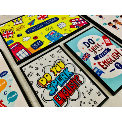 {HCM}Tranh treo tường tranh trang trí lớp học tiếng anh tặng kèm đinh 3 chân không cần khoan tườn