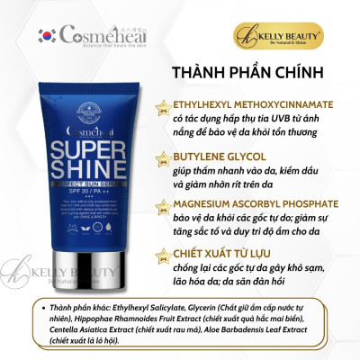Cosmeheal Perfect Sun Serum - Tế Bào Gốc Chống Nắng Kép, Phục Hồi Da; Không Bết Dính, Bóng Dầu | Kelly Beauty