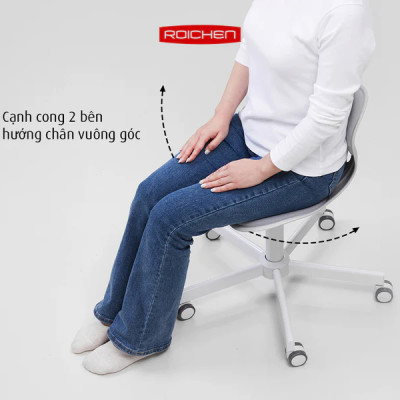 [Ghế Roichen WOW Minh Ngọc] Ghế chỉnh dáng ngồi đúng  có chân xoay Roichen - WOW Hàn Quốc. Màu nâu chân đen