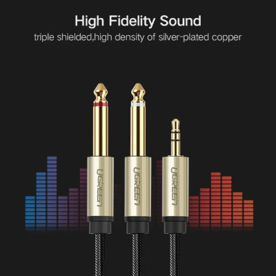 Ugreen UG40793AV126TK 3M Màu Đen Cáp âm thanh 2 đầu 6.5mm dương sang 3.5mm dương cao cấp - HÀNG CHÍNH HÃNG