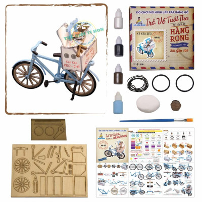 Mô Hình Tự Lắp Ráp DIY Xe Hàng Rong Sài Gòn - Thế Giới Tí Hon - Xe Kẹo Kéo - HR03