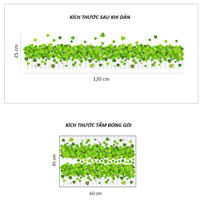 Decal dán chân tường Cỏ ba lá AmyShop DCT035 - 2 bộ(25 x 240cm)