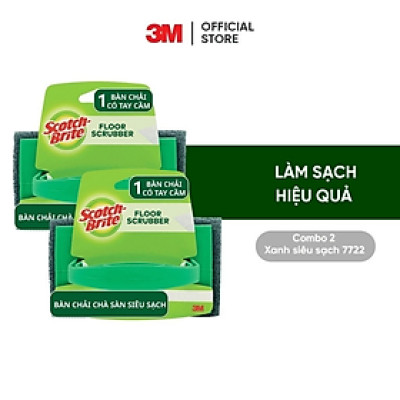 Bàn chải chà sàn (phòng tắm, phòng vệ sinh, ...) 3M Scotch-Brite, siêu sạch, không trầy xước, 8x12x8cm, màu xanh