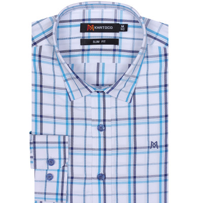 Áo sơ mi nam tay dài form ôm slim fit Khatoco A1MD468S1-CNCR292-2502-D
