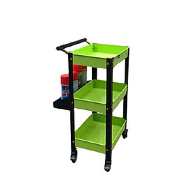 Xe đẩy dụng cụ mini 3 tầng có khay phụ thép sơn tĩnh điện