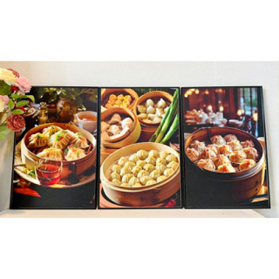 Tranh treo tường tráng gương dimsum trang trí quán ăn ,nhà hàng(kèm đinh 3 chân)