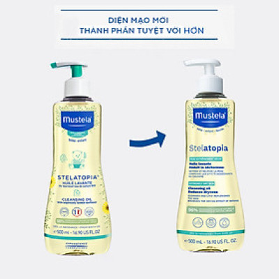 Dầu tắm gội Cho Trẻ Sơ Sinh & Em Bé Da Chàm Thể Tạng Mustela Stelatopia Cleansing Oil 500ml