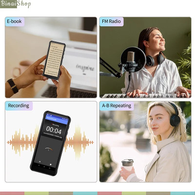 Ruizu Z80 - Máy Nghe Nhạc, Xem Phim MP4, Kết Nối Wifi, Bluetooth, Android 8.1, Màn Hình 4 Inch Full Cảm Ứng (16GB) - Hàng chính hãng