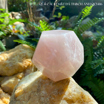 Quả cầu 12 mặt đá thạch anh NHASAN QC1416 vật phẩm mang theo bên người thu hút may mắn - nặng 380gr, đường kính 7.3cm