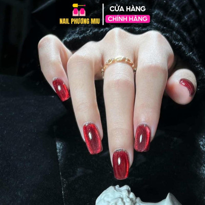 Sơn Gel Mắt Mèo Kim Cương Đỏ CR Cao Cấp 15ml Nhũ Tuyết Siêu Mịn CR01 Làm Nail Ánh Mắt Mèo màu Đỏ đô 9D Dùng Nam Châm Hút Siêu Sáng