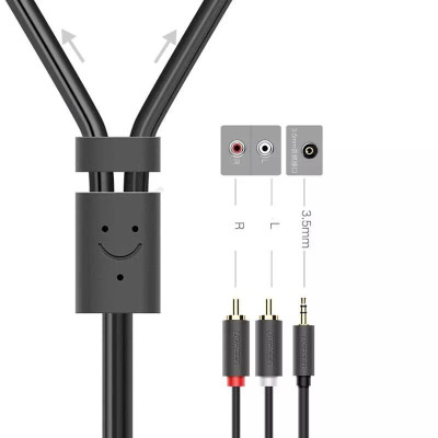 Ugreen UG10512AV116TK 3M màu Đen Cáp âm thanh 2 đầu Bông sen sang 3.5mm dương - HÀNG CHÍNH HÃNG