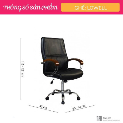 Ghế xoay văn phòng lưng cao bọc da SMLIFE Lowell