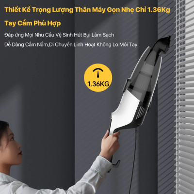 Máy hút bụi Deerma DX120C lực hút 16Kpa, Công suất 600W động cơ không chổi than {New 2025} - Hàng chính hãng