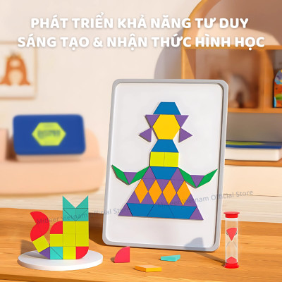 Xếp hình Tangram nam châm đồ chơi giáo dục cho bé Mideer Magnetic Geometry Blocks 250pcs
