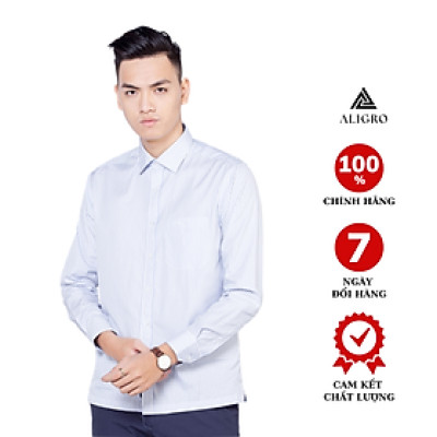 Áo Sơ Mi Nam Aligro Màu Trắng Phối Kẻ sọc ALG1005