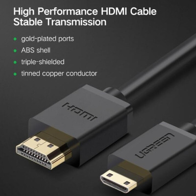 Ugreen UG10117HD108TK 2M màu Đen Cáp chuyển đổi Mini HDMI sang HDMI thuần đồng - HÀNG CHÍNH HÃNG