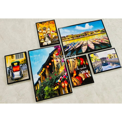 (ẢNH THẬT) Tranh treo tường hội an 3 tranh trang trí decor kèm đinh treo