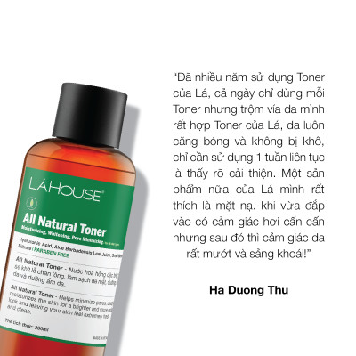 Nước hoa hồng giúp làm sáng da Lá House Lá Care All Natural Toner 200ml/100ml