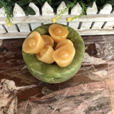 Bát Tụ Tài - Bát Tụ Bảo - Hút Tài - Hút Lộc đá ngọc serpentine gia tăng tài lộc - Đường kính 10 cm