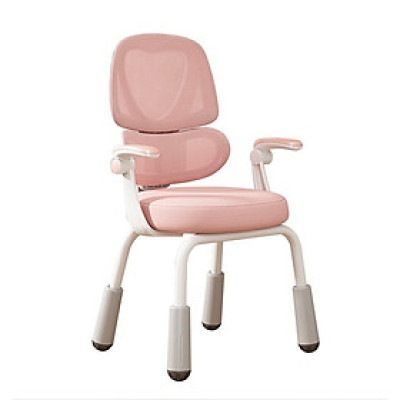 Ghế học sinh màu hồng cho bé gái CE1026-M Nội thất Capta Ghế học bài tựa lưng điều chỉnh bảo vệ cột sống nệm vải màu hồng khung và tay nhựa trắng chân sắt sơn tĩnh điện