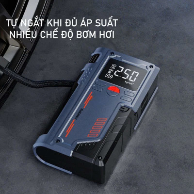 Bộ Kích Bình Ắc Quy 12V 1000A Kiêm Bơm Lốp Xe 150Psi 10000 mAh Dùng Cho Xe 4C Đến 7C