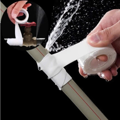 2.5cmx1m Băng Keo Vá Ống Nước Silicon Chịu Nhiệt Nóng Lạnh, Chống Thấm Nước MÀU TRẮNG