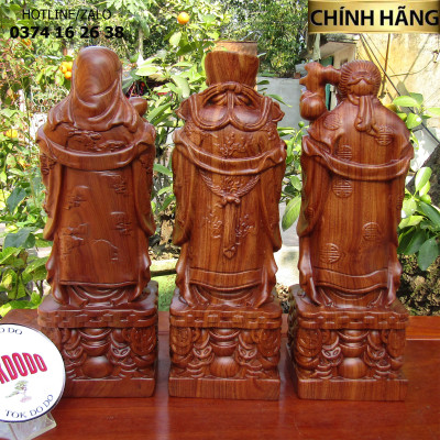 Tượng Tam Đa - Phúc Lộc Thọ Gỗ Nguyên Khối Hàng Thương Hiệu TOKDODO Nhiều Kích Thước.