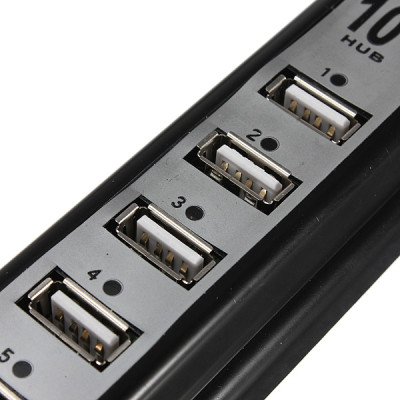 Hub USB 10 cổng chuẩn 2.0 hỗ trợ nguồn ngoài - Hàng Nhập Khẩu