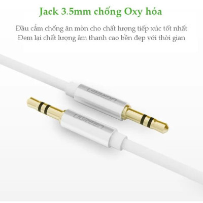 Ugreen UG10750AV119TK 0.5M màu Trắng Cáp âm thanh 2 đầu 3.5mm dương dây tròn TPE cao cấp - HÀNG CHÍNH HÃNG