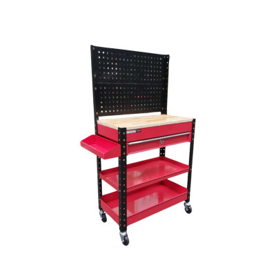 XE ĐẨY DỤNG CỤ 1 NGĂN KÉO CÓ MẶT BÀN BẰNG GỖ VÀ TẤM TREO