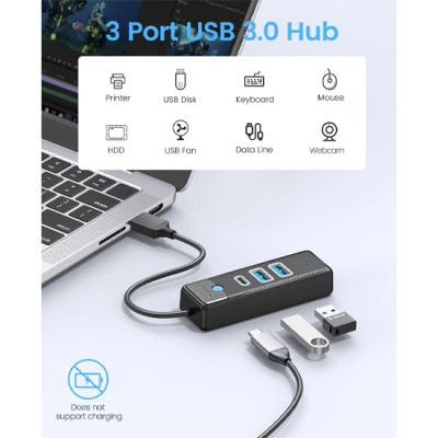 Bộ Chia Orico USB-A sang 2 cổng USB 3.0 5Gbps + 1 cổng TypeC 5Gbps PWC2U-U3-015 - Hàng Chính Hãng