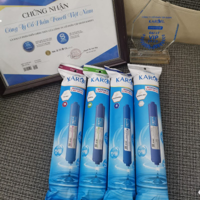 Bộ 5 lõi lọc nước Karofi gồm bộ lọc thô 12 Cation to 3, màng RO 50 US và lõi chức năng T33 dành cho máy lọc nước Karofi - Hàng chính hãng